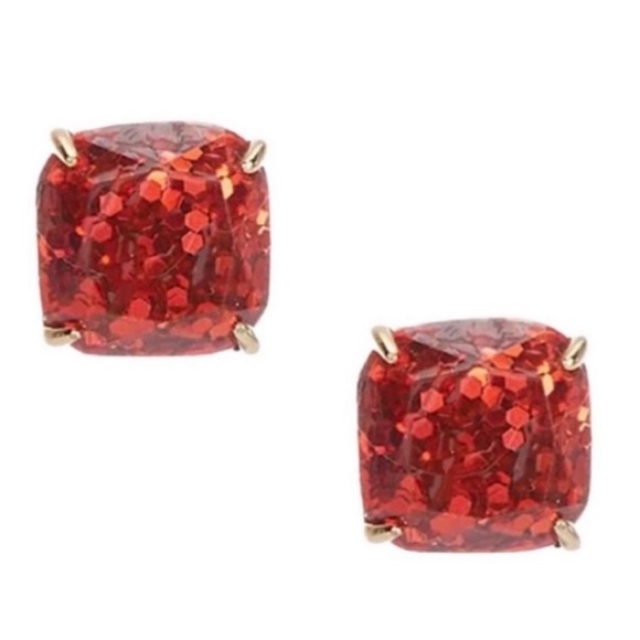 kate spade Jewelry - KATE SPADE • Red & Gold Mini Glitter & Glee Earrings